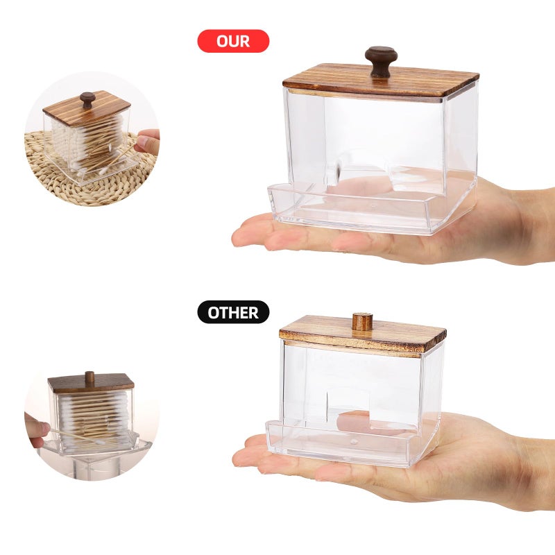 Tbestmax 10oz Qtip Holder Dispenser Big Clear Bathroom Container for Cotton Ball  Cotton Swabs  Floss - Bathroom Organizer Accessories for Storage - Image 2